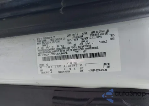 2016 Ford Transit Xl/Xlt from USA, damaged, VIN 1FMZK1CM9GKA2406